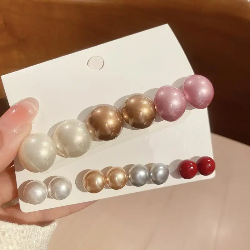 3/4pair Lightweight Imitation Pearl Earrings Different Sizes Champagne Pearl Fashion Jewelry Simple Elegance Pearl Stud Earrings