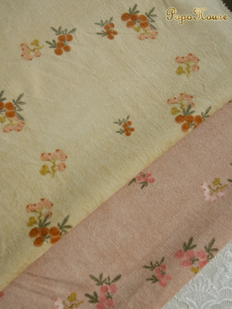 145x50cm Autumn and Winter Corduroy Small Floral Tulip  Dress Children\'s Clothing Bag  Sewing Fabric