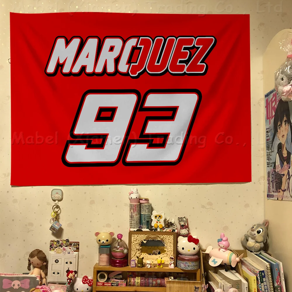 M-Marquez 93 أنيمي الرسم البياني العلم لغرفة المعيشة المنزل النوم ديكور فني ديكور راية #3