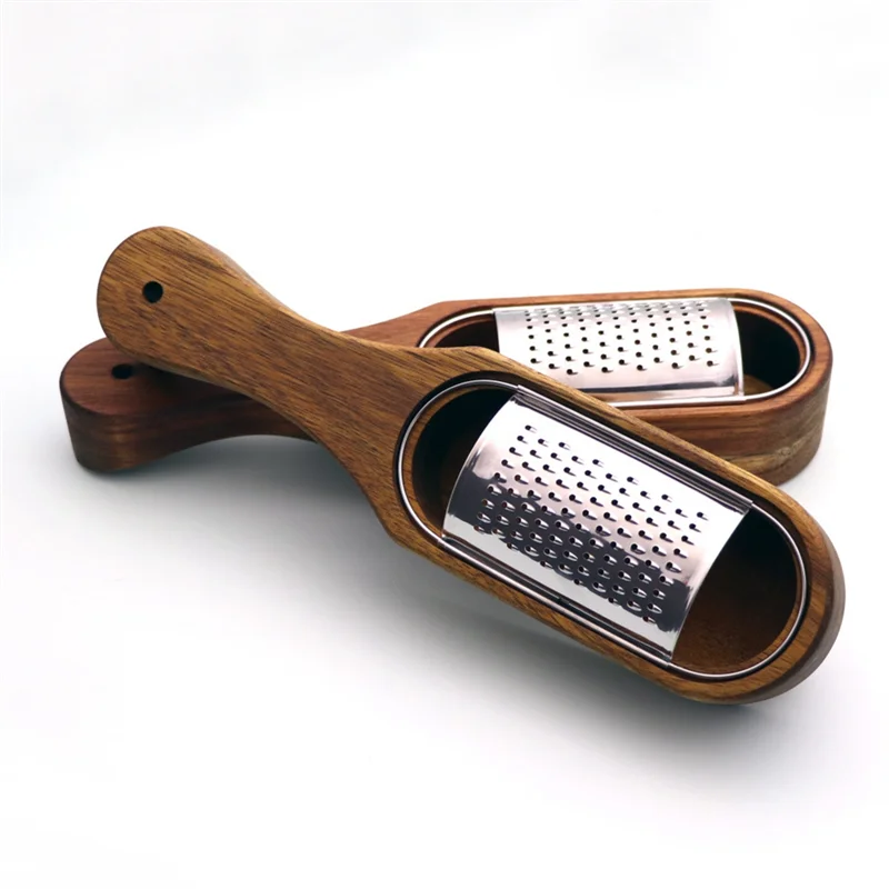 Wooden Cheese Grater with Handle,Rustic Brown Cheese Shredder with Storage Space, for Cheese Lemon Chocolate HOT