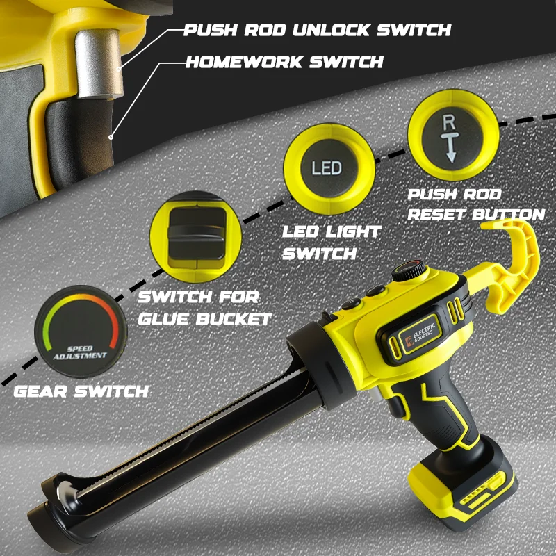 مسدس السد الزجاجي الكهربائي اللاسلكي متعدد الوظائف قابل للتعديل سرعة ملء مسدس الغراء لدبوس بطارية ديوالت 20 فولت (بدون بطارية) #3