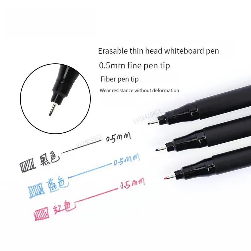 4/8pcs Erasable Whiteboard Pen 0.5mm Fine Point Black/Blue/Red Blackboard Marker School Office Art Writing Stationery Teacher