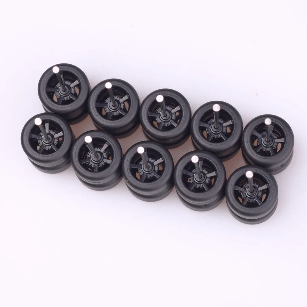 5Sets 1/64 Alloy Car Rubber Wheels With Removable Tread Rubber Tires Staggered For HotWheel Modification Enthusiasts Vehicle Toy