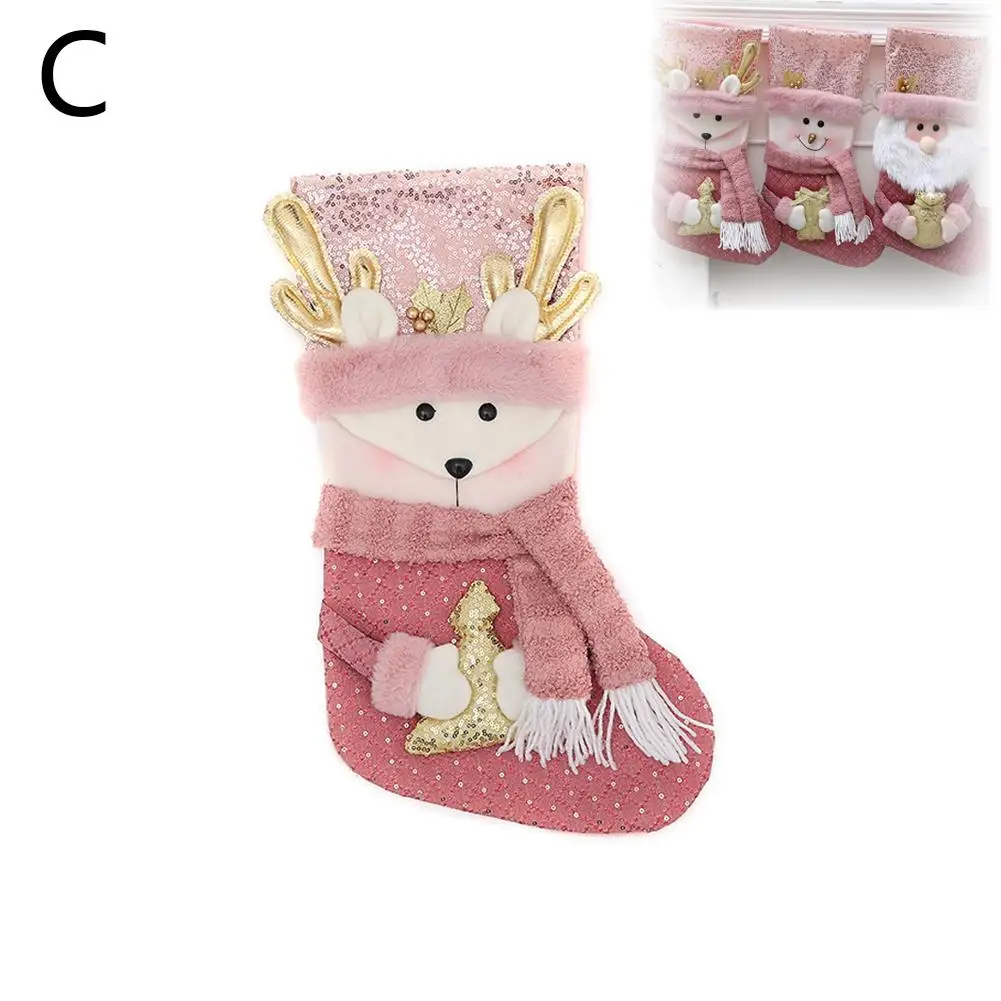 Christmas Stockings Socks Pink Sequins Plush Decoration Decor Year Gift Hangings 2025 New Bag Candy Xmas Christmas Socks V9U2 image 6