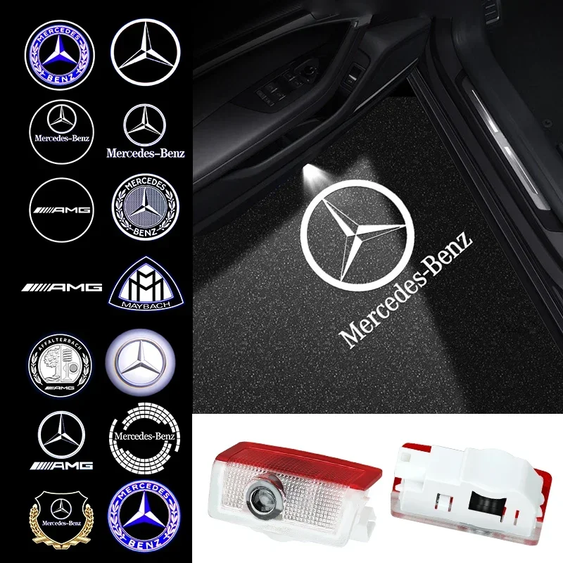 2pcs Car door welcome light logo Emblem For Mercedes Benz A E GLC GLA GLE GLB Class W177 W205 W212 W213 X253 X156 W166 X247