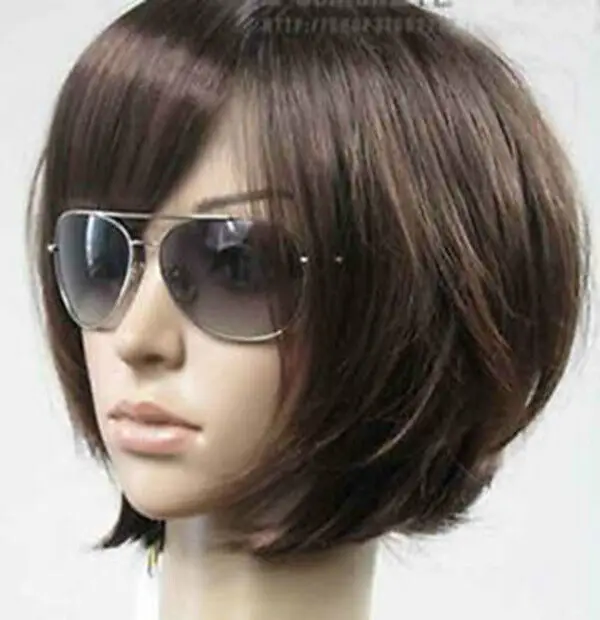 Dark Brown Short Bob Women's Natural Straight Wig 8Inch