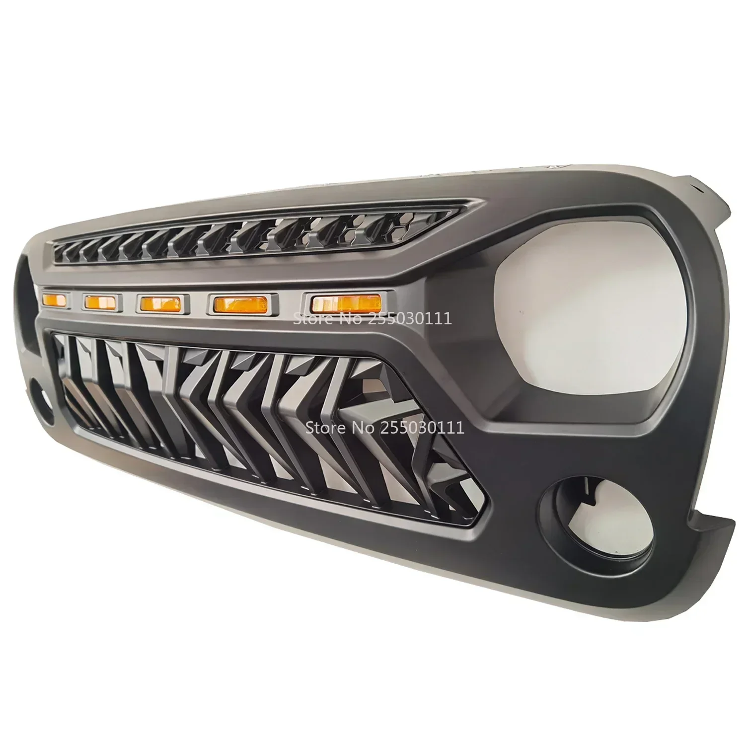 J394 Front Grill With Light LED Black ABS Racing Grills Bumper Grid Black Mask Cover For Jeep Wrangler JK 07-17