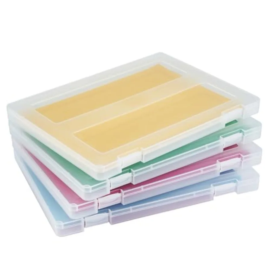 

4 Pack A4 Paper Storage Box, 8.5 x 11 Project Case for US letter, Thick Scrapbook Storage Box Craft Storage Box Art Supplies St