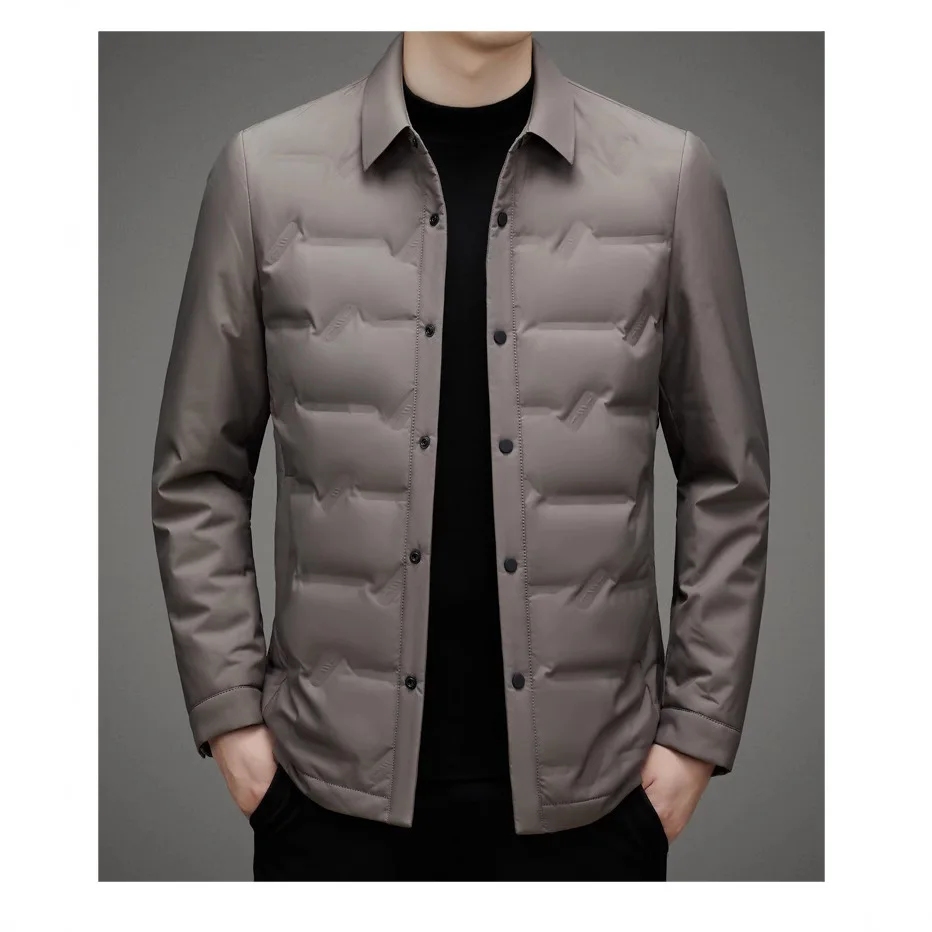 2026 Men's Thin, New, White Duck Down Warm Business Lapel Jacket