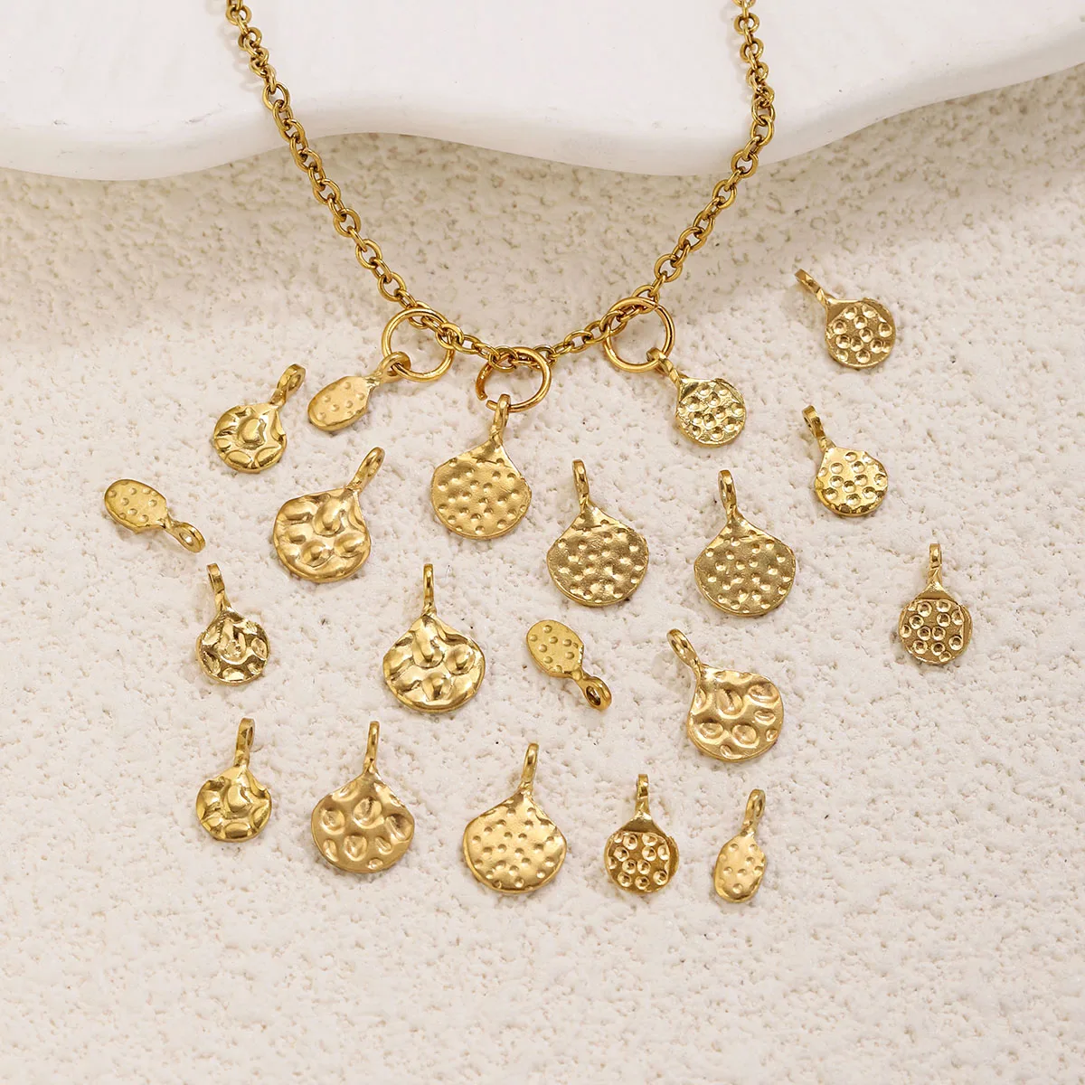 20 Stück/Lot Edelstahl-Hammercharms PVD-Gold für DIY-Halsketten, Ohrringe, Schmuckherstellung, Anhänger, Zubehör, Großhandel – Detail 3