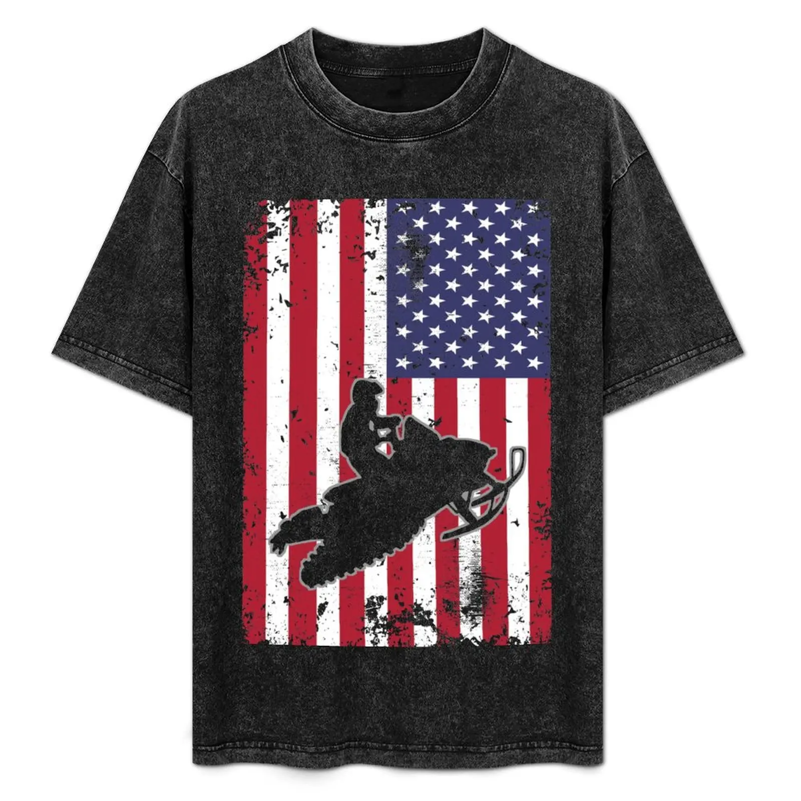 snowmobile rider usa us flag sled vintage T-Shirt customs design your own graphic tee shirt shirts graphic tees Men's t-shirt