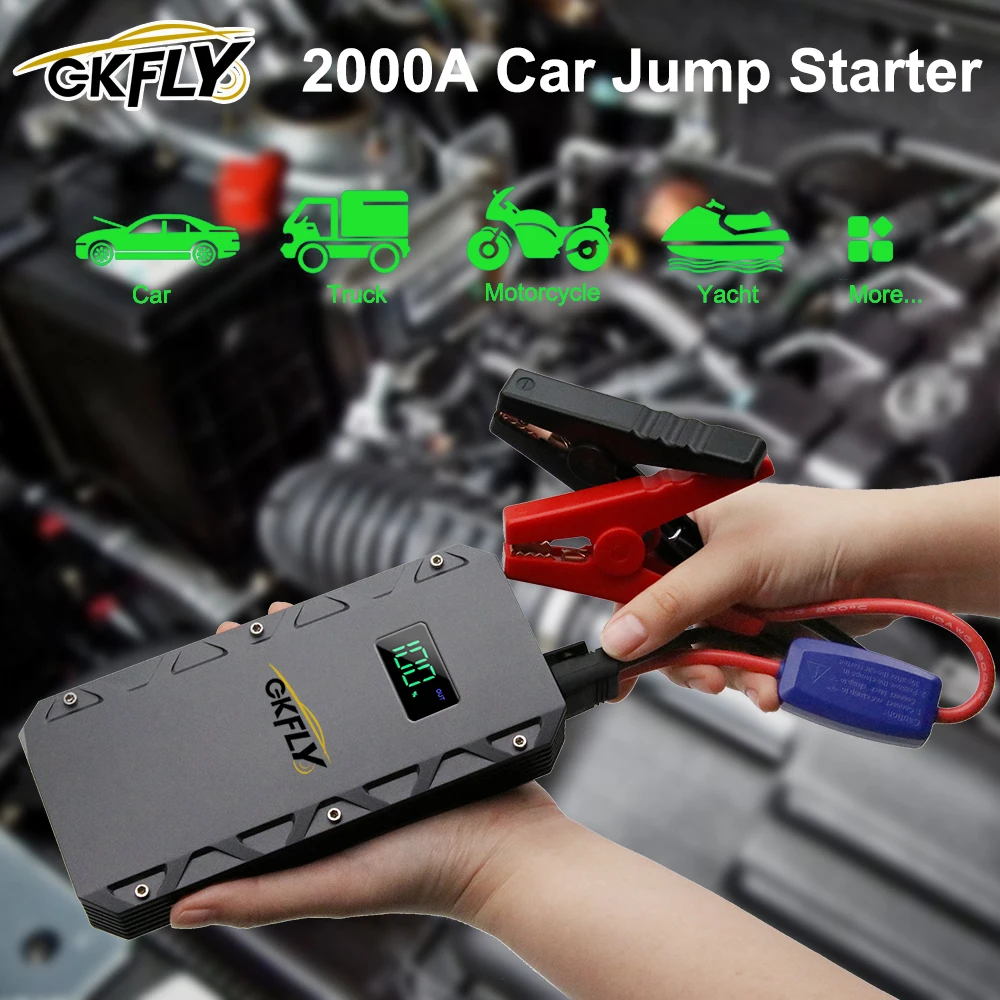 

GKFLY 1500A Powerful Car Jump Starter 12V Starting Cables Device Portable Power Bank Petrol Diesel Car Battery Charger Booster