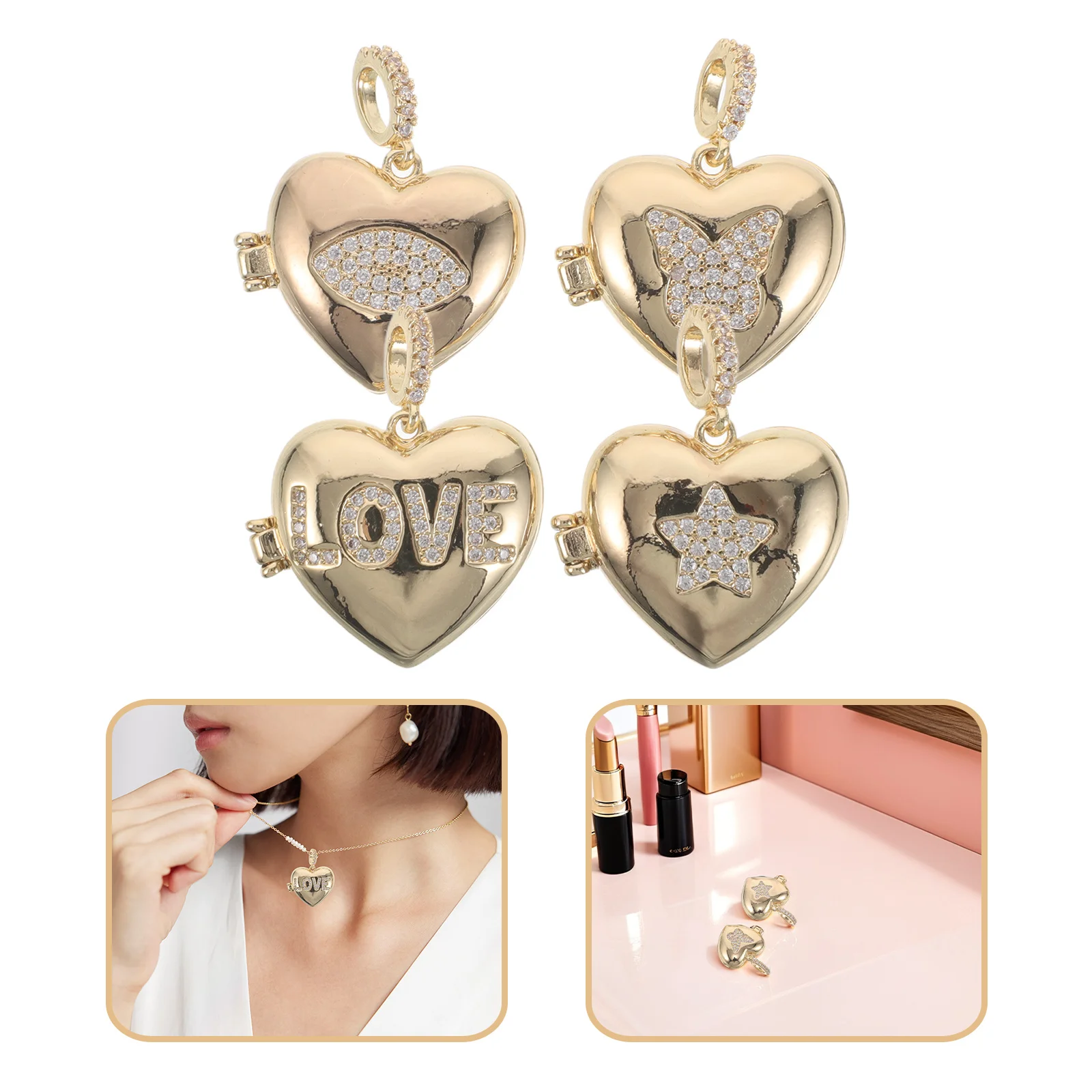 

4Pcs Essential Oil Diffuser Necklace Locket Pendant Aromatherapy Jewelry for Women Charm DIY Craft