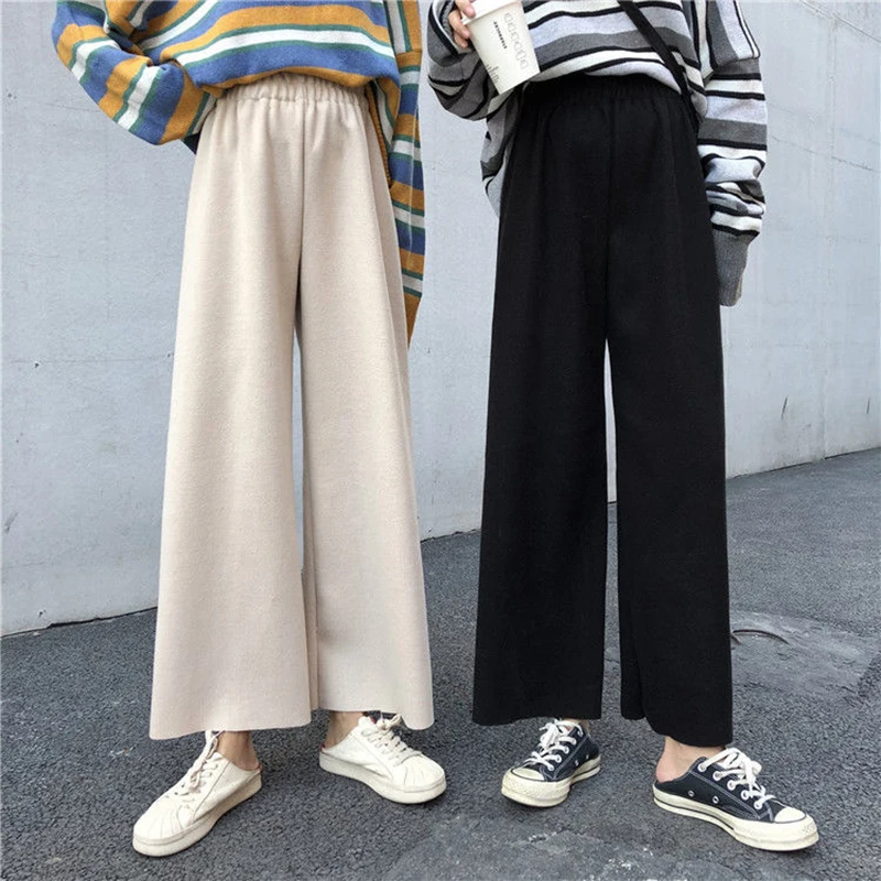 

Oversized Woolen Winter Ankle-Length Pants Women High Waist Casual Pantalones Ladies Office Work Vintage Baggy Trousers Korean