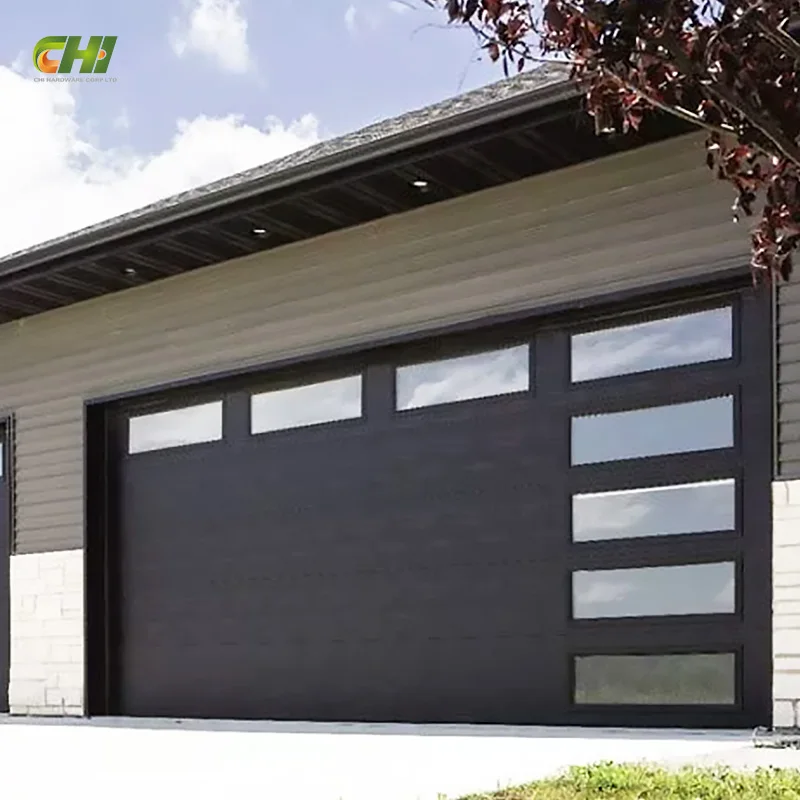 Custom Garage Doors Modern Insulated Residential Vertical Overhead R-value 10+ Double Garage Doors For Wholesaler