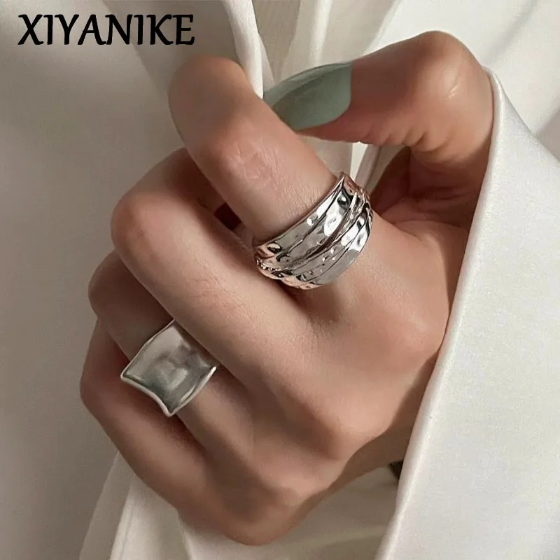 

XIYANIKE Vintage Handmade Wide Adjustable Open Rings For Women Hiphop Fashion New Jewelry Gift Party Rock Dropship кольцо