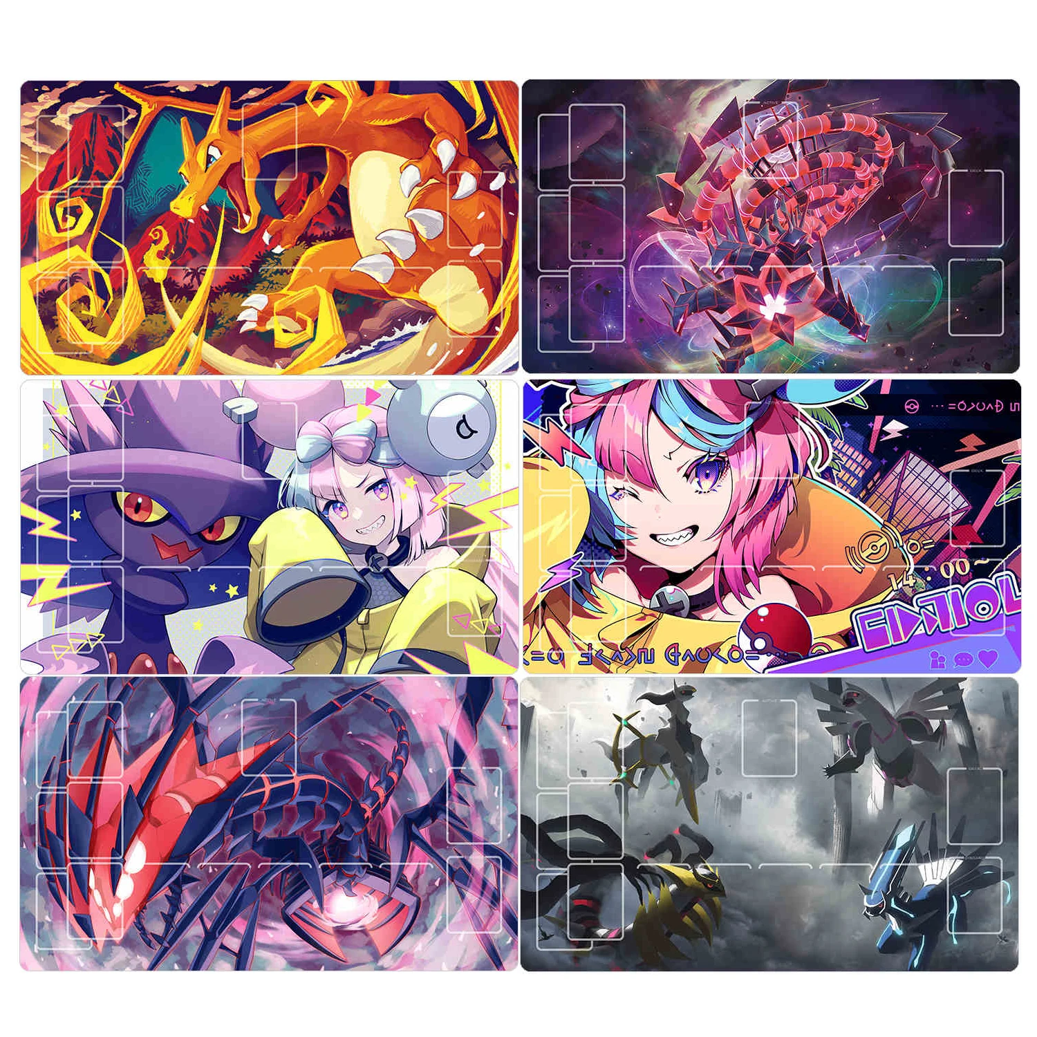 

600X350X2Mm Ptcg Trainer Iono Card Battle Table Mat Charizard Single Player Board Game Card Battle Mat Anime Cards Gift Toys