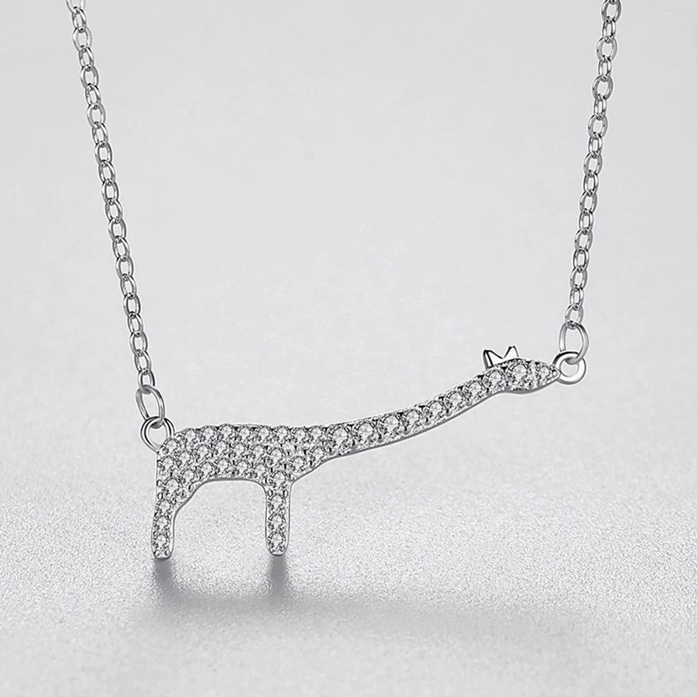 PuBang Fine Jewelry Solid 925 Sterling Silver High Carbon Diamond Giraffe Pendant Necklace for Women Wedding Gifts Free Shipping