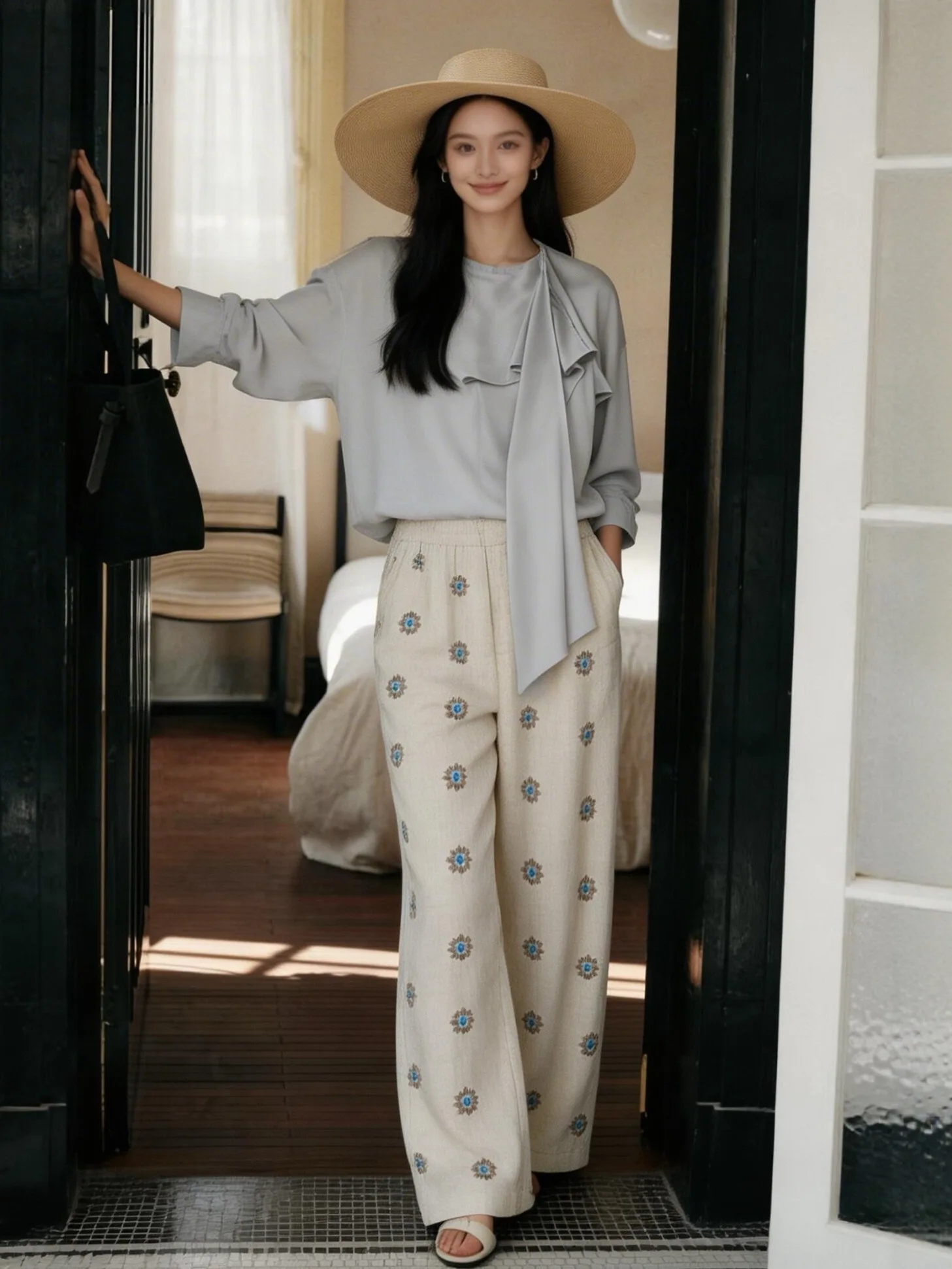 

Элегантная женская рубашка из ацетатного атласа белого цвета, новинка весна-лето, с эффектом драпировки, серым поясом, свободного кроя, во французском стиле