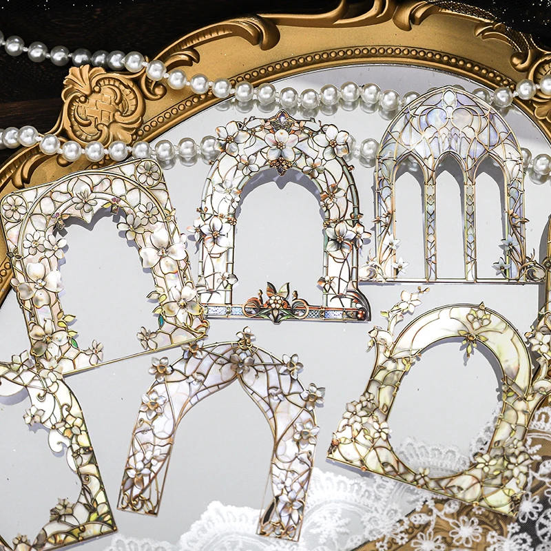 Journal GO 10pcs Flowers Frame Stickers for Scrapbooking Hard Card Art Collage Junk Journal Hallow Out Floral Sticker