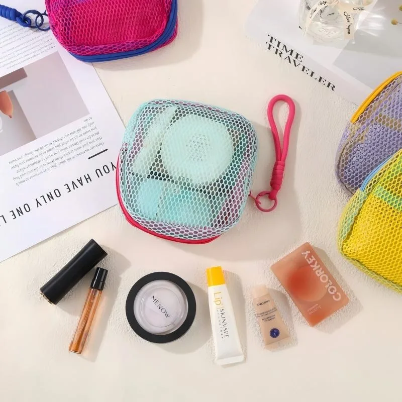 1/2 Stück Mini Tofu-Aufbewahrungstasche aus Netzstoff, tragbare Reise-Make-up-Aufbewahrungstasche, Make-up-Patch-Tasche, Netz-Aufbewahrungstasche für Tofu
