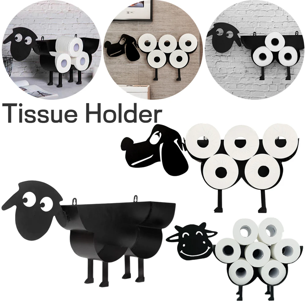 

Metal Sheep Toilet Paper Roll Holder Black Kitchen Paper Stand for Toilet Paper Holder Animal Shape Decorative Toilet Paper Rack