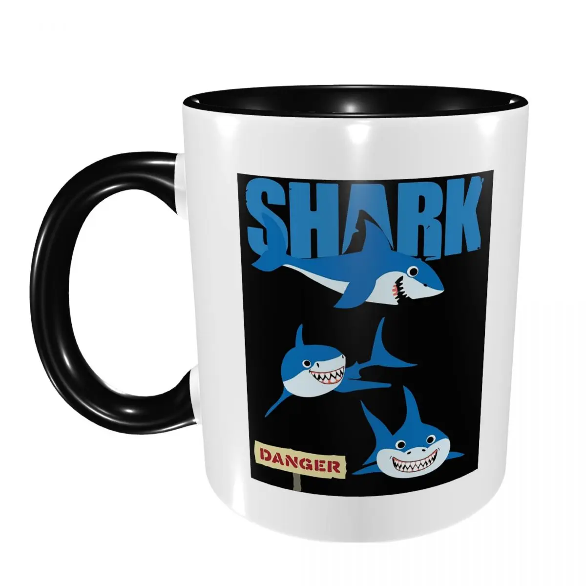 Funny Shark Danger - Crazy Sark Lady Mug Funny Ceramic Coffee Cups Tea Mugs Milk Cup Drinkware Gift for Woman Man