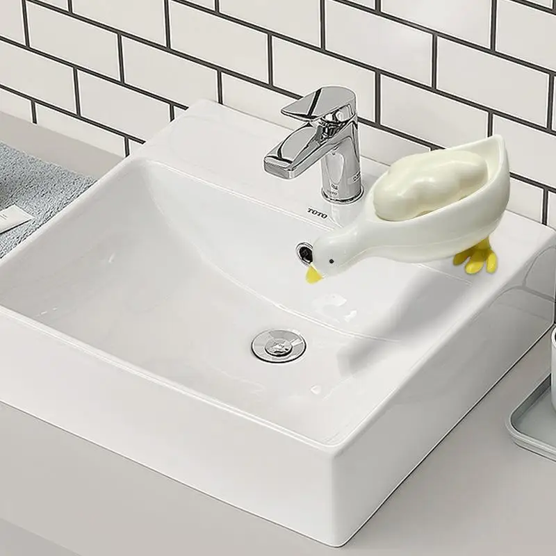 Conteneur de douche à vaisselle Regina, canard blanc mignon, auto-proximité, boîte à ventouse, accessoires pour salle de bain, salle de bain, salle de bain