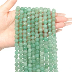 Natural Stone Beads Faceted Green Aventurine Jades Loose Beads For Jewelry Making DIY Ear Studs Bracelet Pick Size 4/6/8/10/12mm