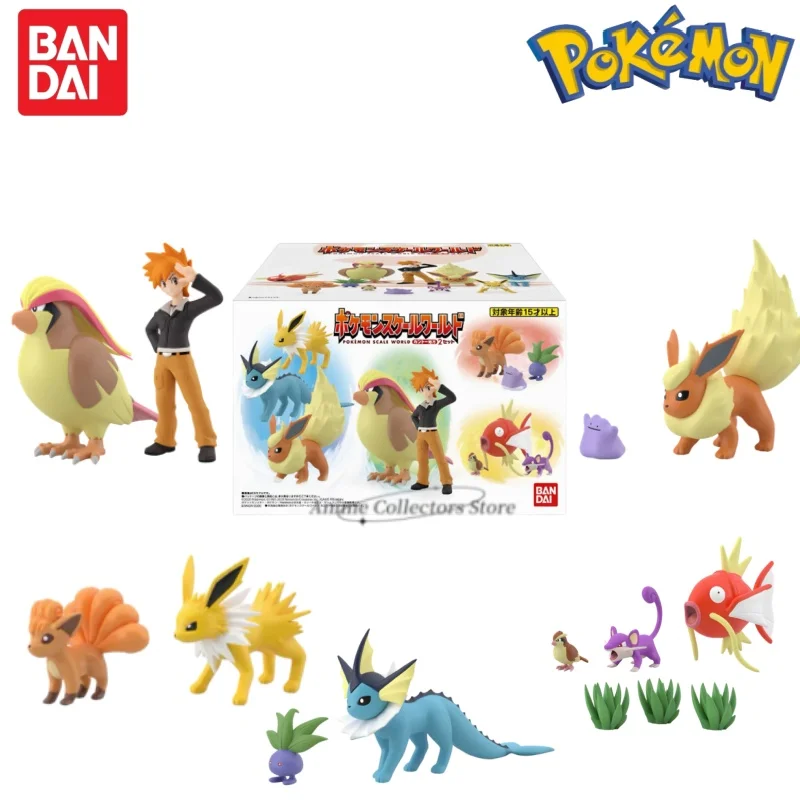 Pre Sale Original Bandai POKEMON Scale World Kanto Region Magikarp Jolteon Flareon Pidgeot Vaporeon Gary Oak Anime Figures Toys
