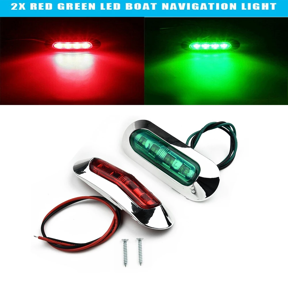 2Pc Boat Lights Navigation LED Navigation LED Boat Lights 2 Wires Connection 12V-24V 4 LED Boat Lights Deck light