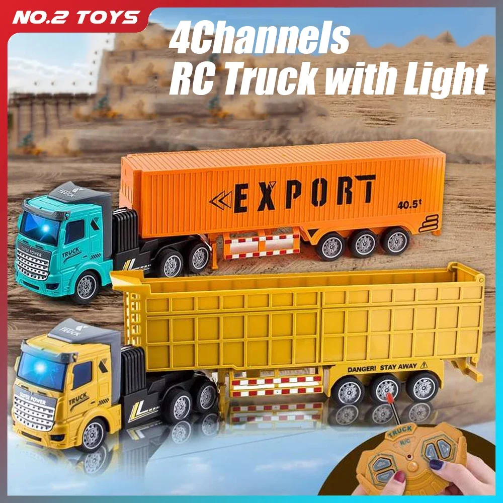 1/48 RC Container Truck Toy Kids Wireless Remote Control Heavy-duty Transport Truck Semi-trailer Tanker Dump Truck Car Model Toy