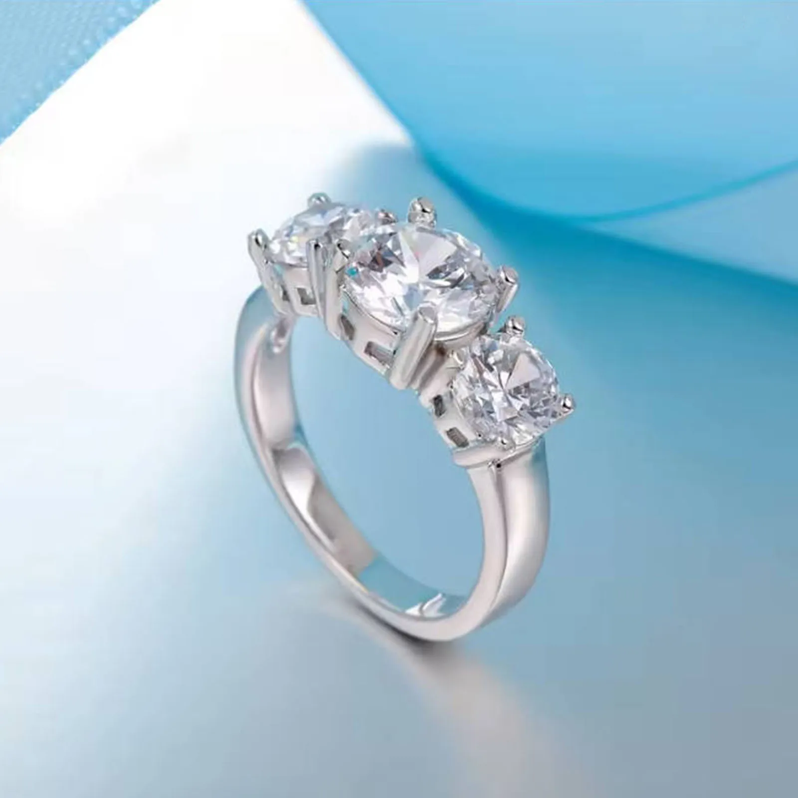 رائجة البيع 925 فضة اللون 3 تشيكوسلوفاكيا حجر الشق إعداد الفرقة خواتم للرجال النساء مجوهرات الزفاف الخطوبة