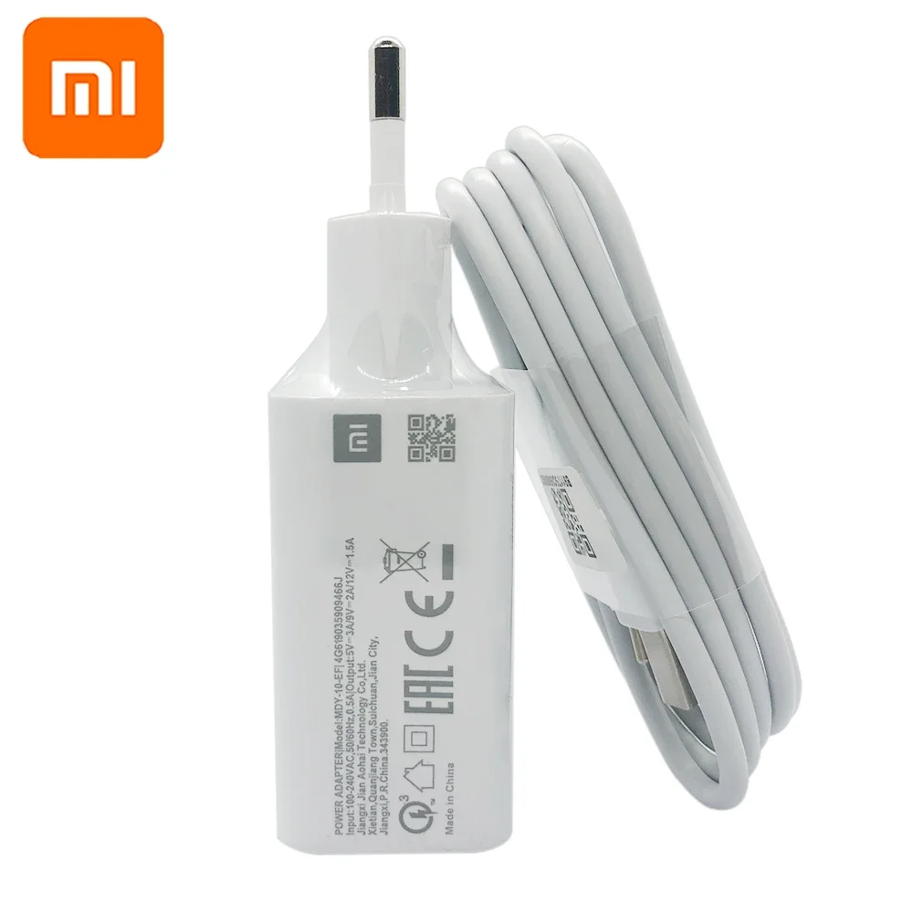 Original XIAOMI MI USB QC3.0 Fast wall Charger with Micro Usb and Type C Cable for XIAOMI Mi 9 8 SE CC9 A3 Redmi K20 Note 7 Pro