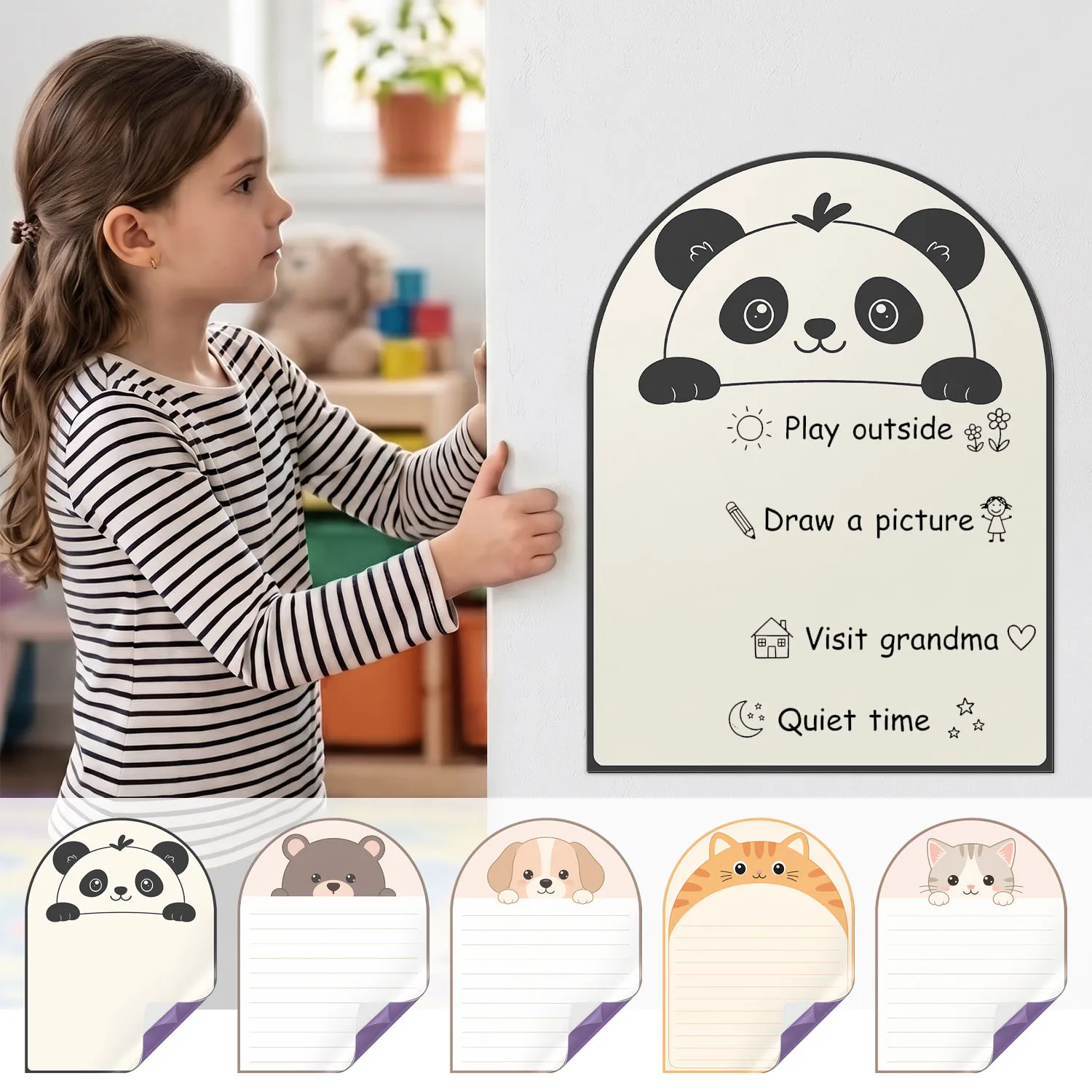 Arch-Shaped Dry Erase Board Sticker 11.8x15.7inch Reusable No-Residue Self-Adhesive Wall Memo Decal
