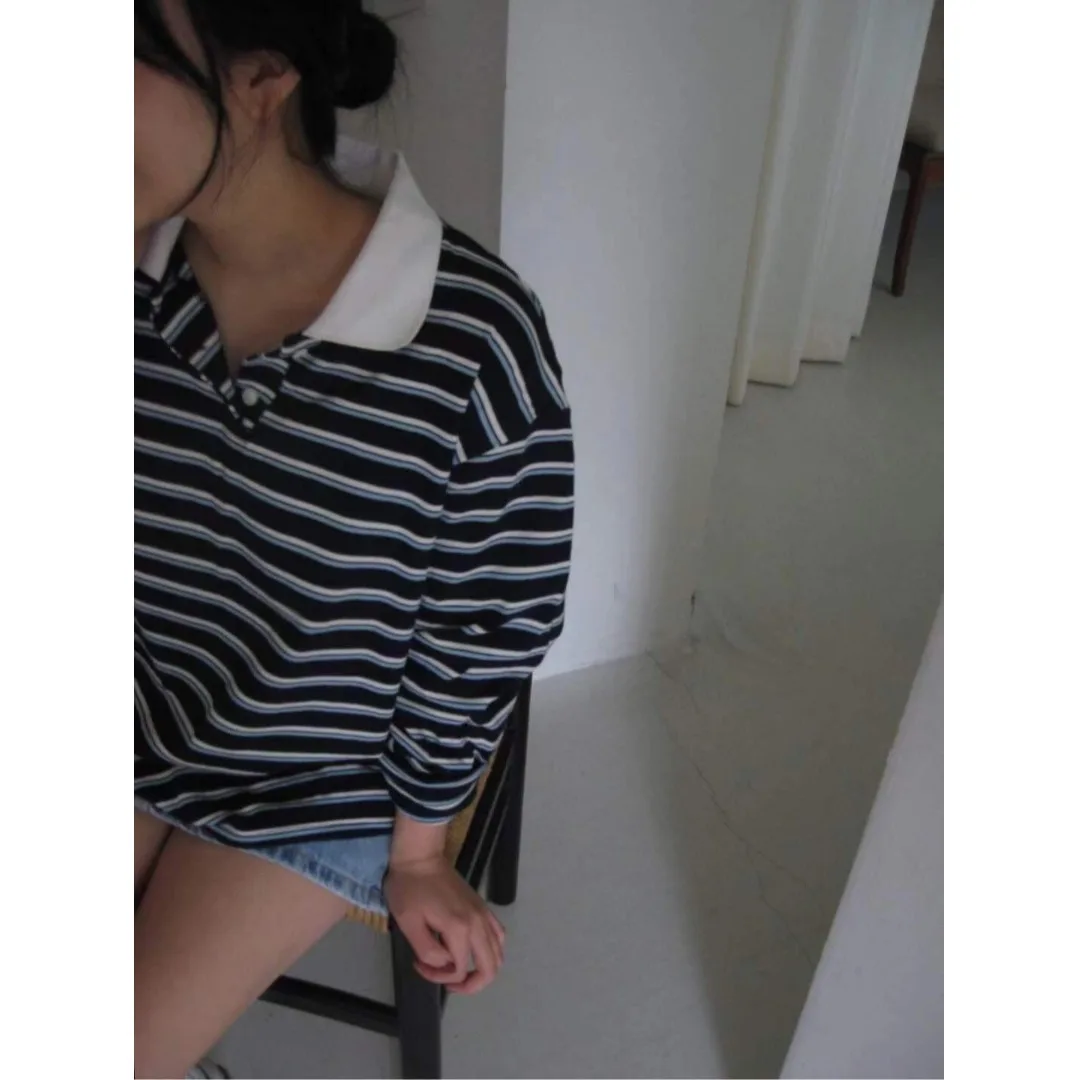 Универсальный полосатый топ с базовым слоем, женский корейский свитер, универсальный одинаковый свитер на весну, осень и зиму, внутренняя одежда