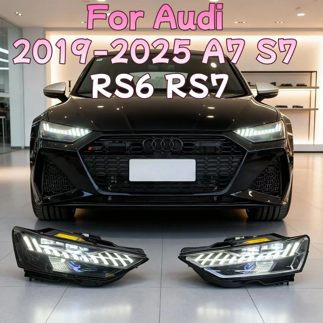 

For Audi 2019-2025 A7 S7 RS6 RS7 upgraded high-end smoked black original OLED laser water steering dynamic headlight assembly