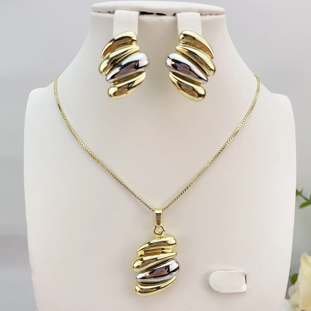 Fashion Classic Jewelry Set For Women Earrings Pendent Romantic Necklace Sets For Wedding Party Anniversary Gift KY25413