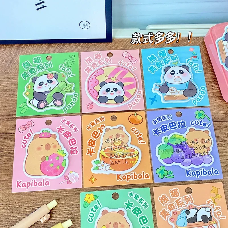 20 piezas Panda Note lindo capibara de dibujos animados estudiante nota de oficina pegatina estilo Ins