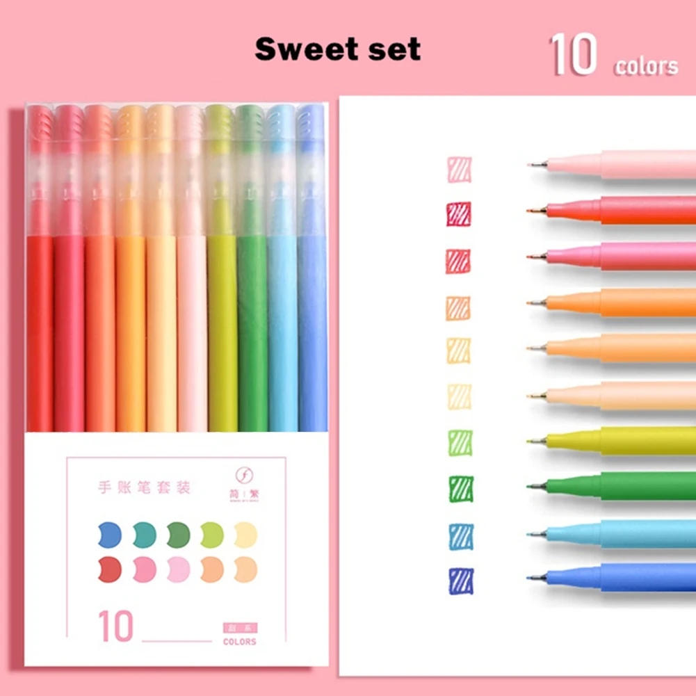 10 шт., разноцветные гелевые ручки для офиса и школы