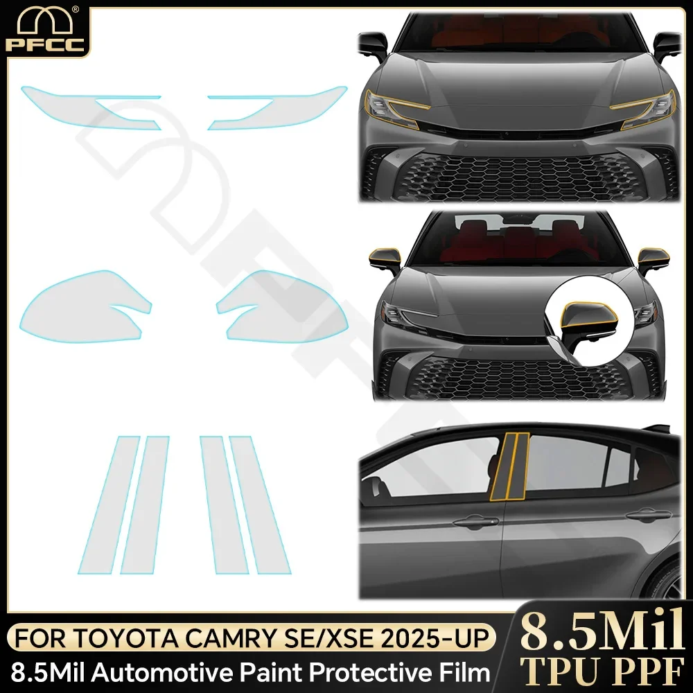 

For Toyota Camry SE XSE 2025-UP Pre-cut PPF Clear Bra Anti-scratch Resistant Headlight Rearview B Pillars TPU Protection Film