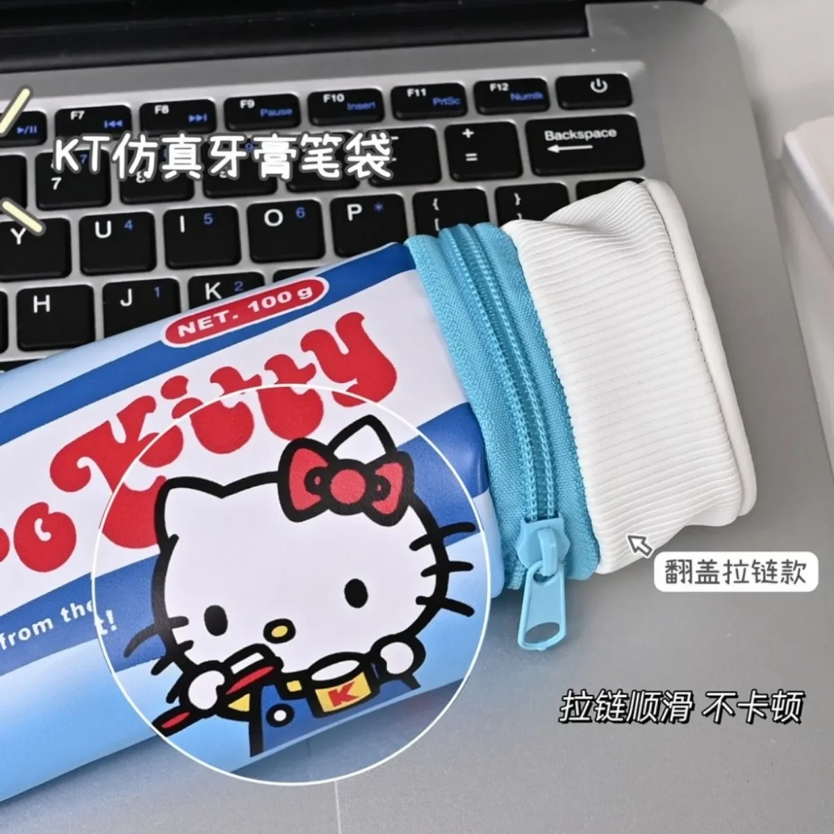 Hello Kitty-Sac à stylo dentifrice de simulation de dessin animé, nouveauté, grande capacité, boîte à stylo de papeterie, étui à crayons hexagonal, nouveau, 2025