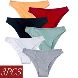 3Pcs/Set Cotton Briefs Low Rise Panties For Women Seamless Underwear Solid Color Comfort Breathable Pantys Female Lingerie M-XXL