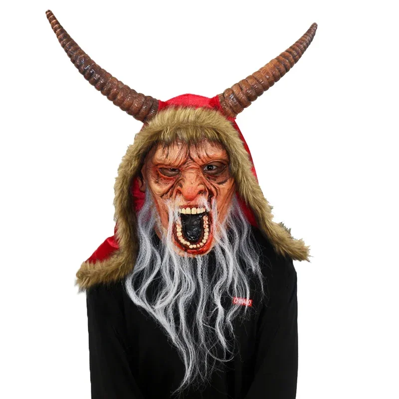 قناع عيد الميلاد Krampus، قناع سانتا كلوز الواقعي لعيد الميلاد من اللاتكس، قناع تنكري للحفلات التنكرية