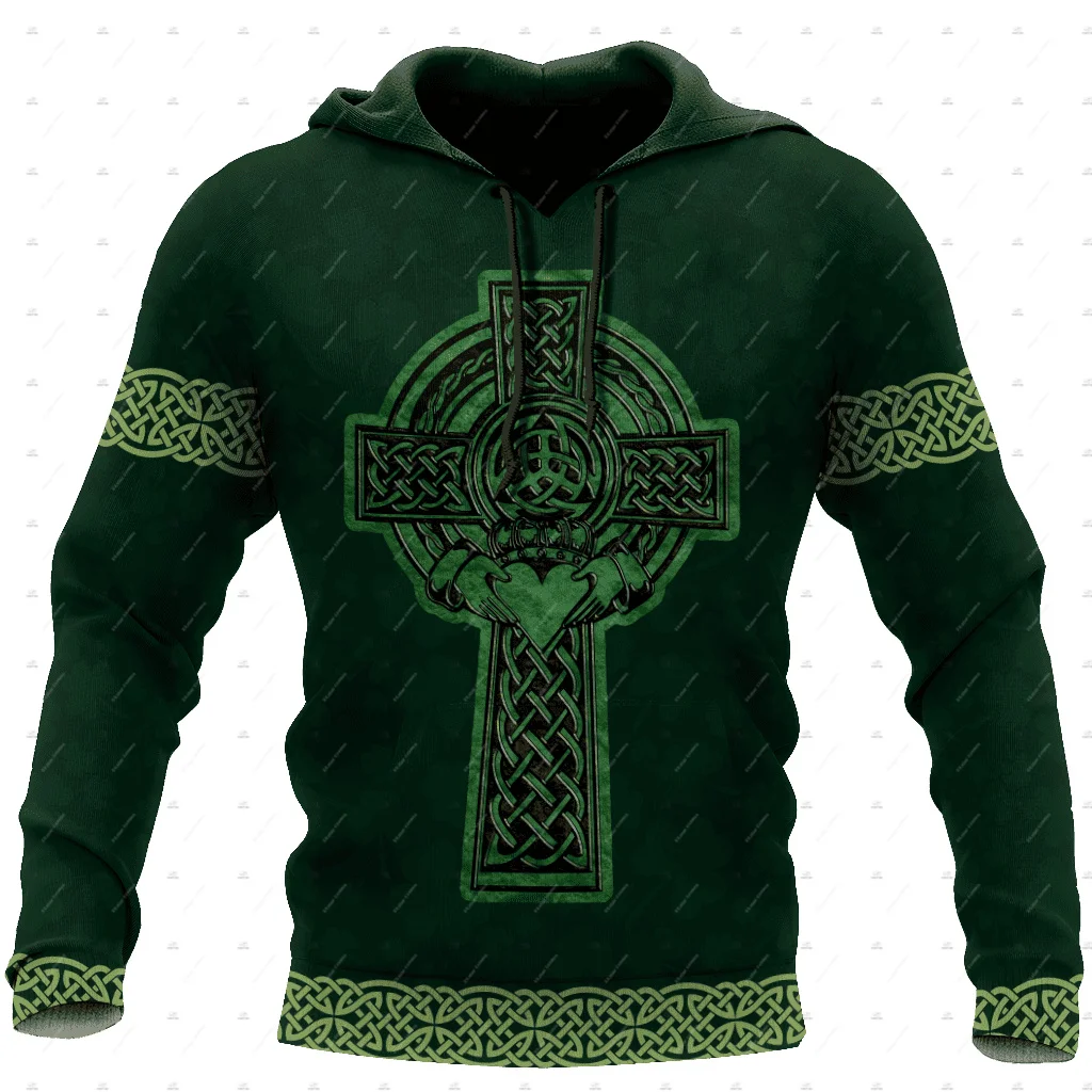 Custom Name Irish Ireland Country Flag St.Patrick Tattoo Vintage Retro Unisex 3DPrint Harajuku Pullover Casual Jacket Hoodies 18