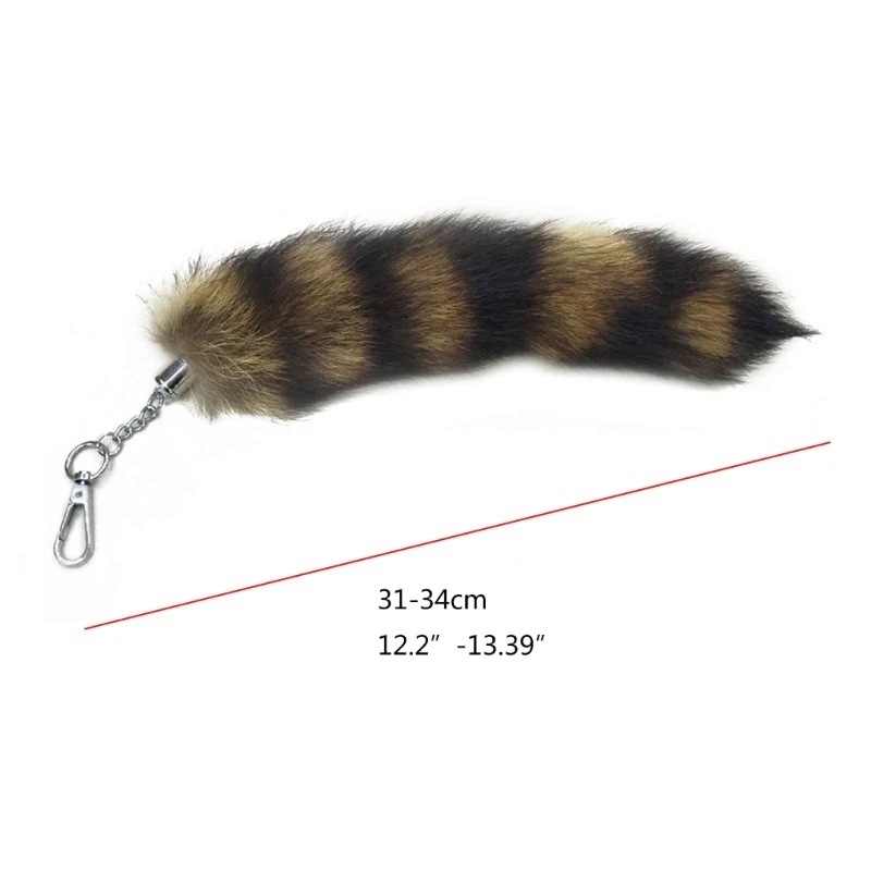 Fox-Racoon Tail Keychain Pendant Key-Chain Bags Charm Keys-Holder Couple Keyrings for Backpack Car Decoration