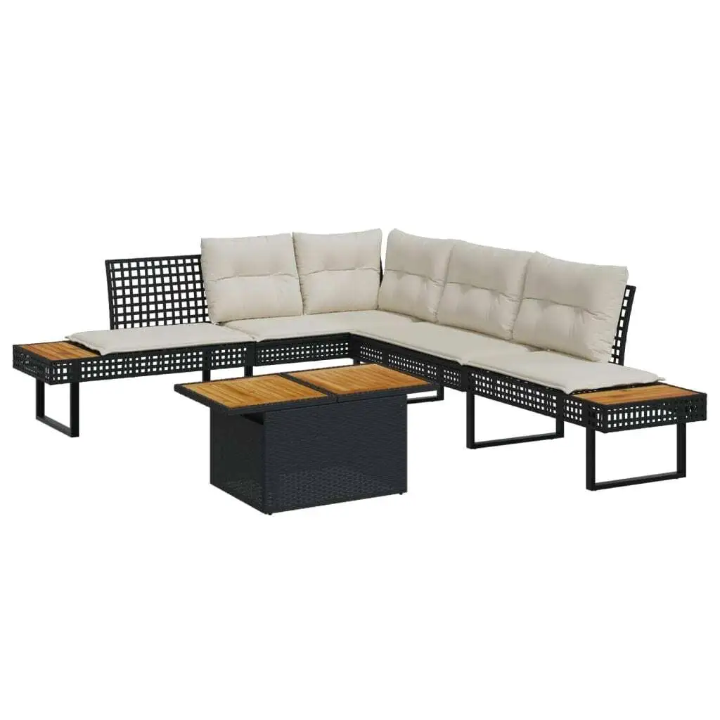 

Luxurious Black PE Rattan Garden Sofa Set with Large Removable Covers for Outdoor Patio Comfort
