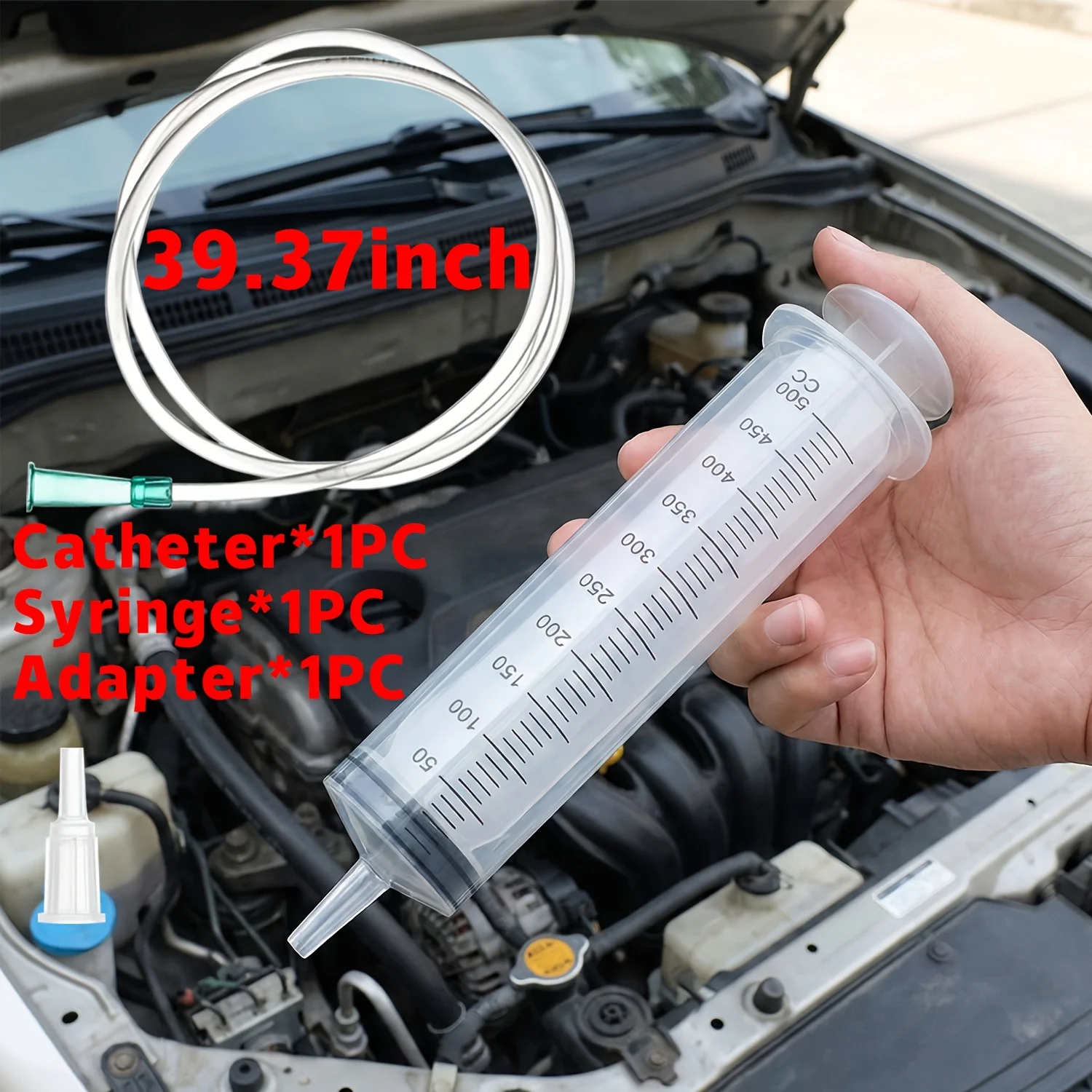 Großvolumiges Spritzen-Set mit 3 Teilen, 250/300/500/1000 ml, mit 1 39,37-Zoll-Schlauch und 1 Adapter, geeignet für den Flüssigkeitstransfer im Labor, den Benzintransport, die Bewässerung von Blumen und Pflanzen, die Tierfütterung und den Flüssigkeitstransfer in Aquarien – Detail 6