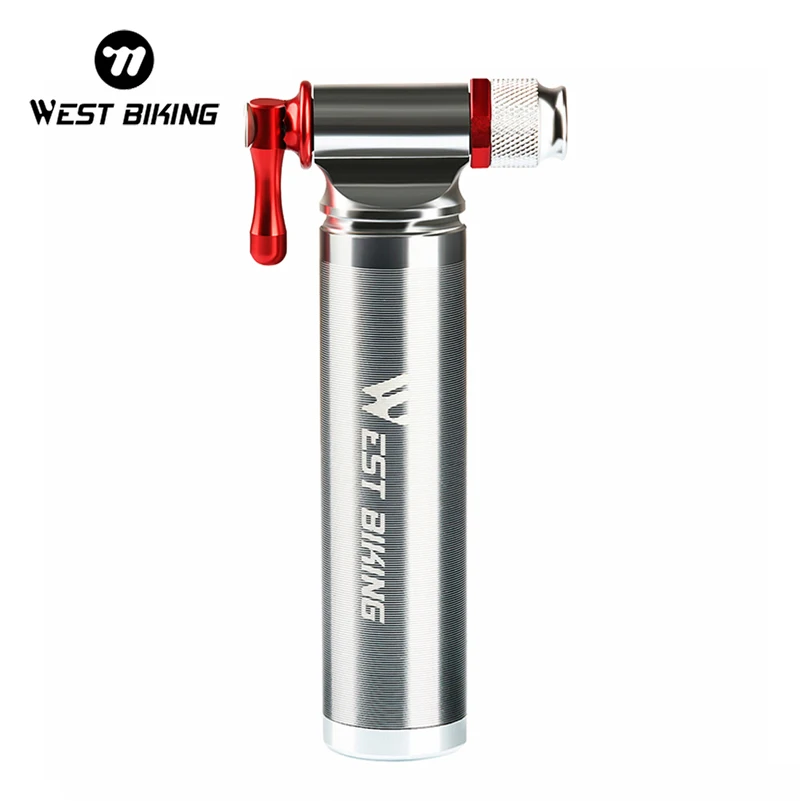 WEST BIKING Cycling Pumps CO2 Aluminum Alloy Mini Portable Schrader Presta Valve Head Pocket Tire Inflator MTB Road Bicycle Pump