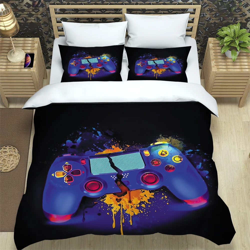 

3pcs Bedding Set Gamepad Fashion Girls Boys Bed Linen Gamer Black Duvet Cover Double Queen King Quilt Covers Sets